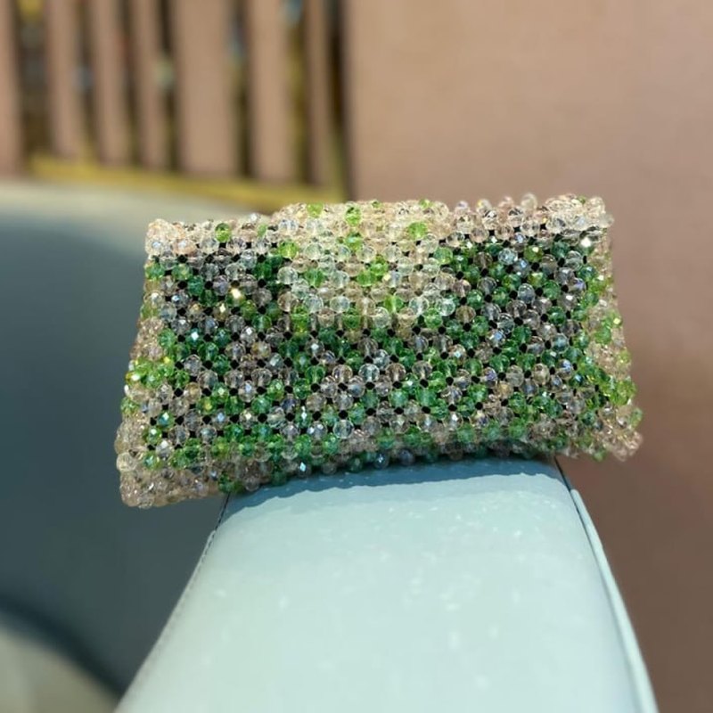 Lola, a mixed-colour crystal-beaded clutch